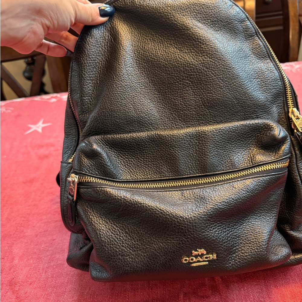 Coach 29004 Charlie Pebble Letter Black Backpack - Picture 4 of 16